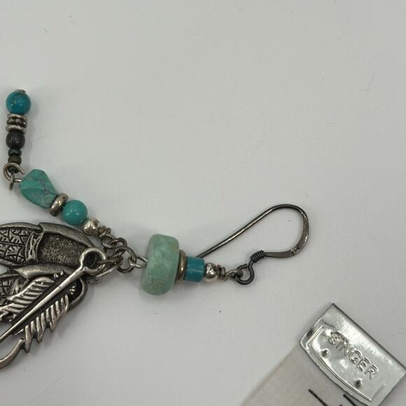 Sterling silver moccasin turquoise dangling earrings - Picture 2 of 4